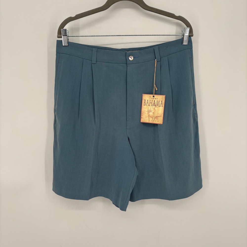TOMMY BAHAMA CARIBBEAN COMFORT PLEATED SHORTS COLOR CURACAO BLUE SIZE 12 NWT